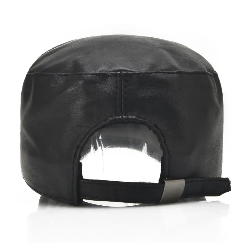 Men Vintage Adjustable Baseball Cap Leather snapback Hat Para Mens Trucker Caps Dad Hat winter warm hats