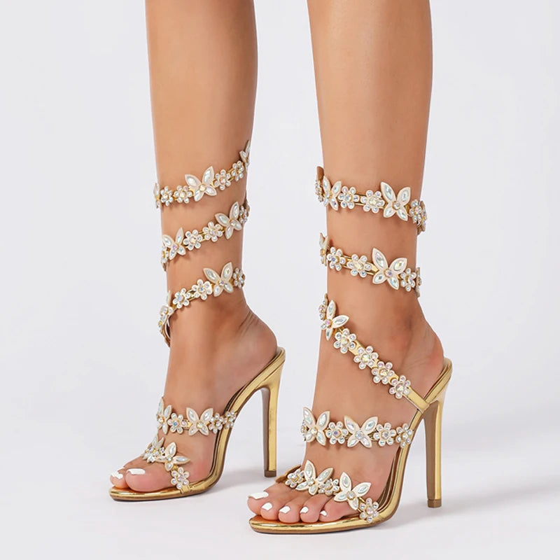 Summer Designer Butterfly-knot Crystal Sandals
