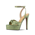 Summer Platform bowknot Banquet shoes round toe Super high heel Sexy Buckle strap Sandals