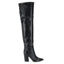 Leather Chunky High Heels Long Boots Winter Warm Shoes Retro Concise Women Over-the-knee Boots
