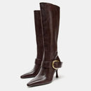 Luxury Belt Buckle Decoration Knee Boots Women Designer Boots Soft Leather Knight Boots