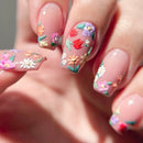 Summer Press on Nails Flower Nail Tips Paste Nails with Self-nail Removable