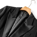 Minimalist Office Blazer for Women Notched Collar Spliced Single Button Loose Jacket Female