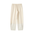 Women Patchwork Drawstring Straight Pants Waist Full Length Female Casual Chic Trousers