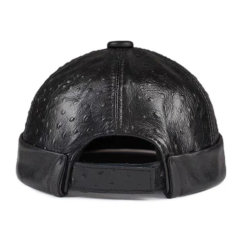 Retro Real Leather Hat Cap Brimless Hat Warm Round Male Caps Winter And Autumn Luxury Hats