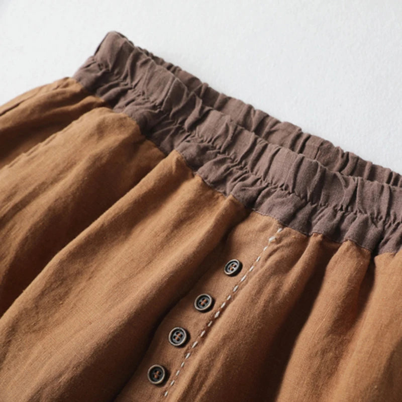 Bloomers Solid Casual Elastic High Waist Wide-Leg Loose Women's Pants Ankle-Length Pants For Women Summer