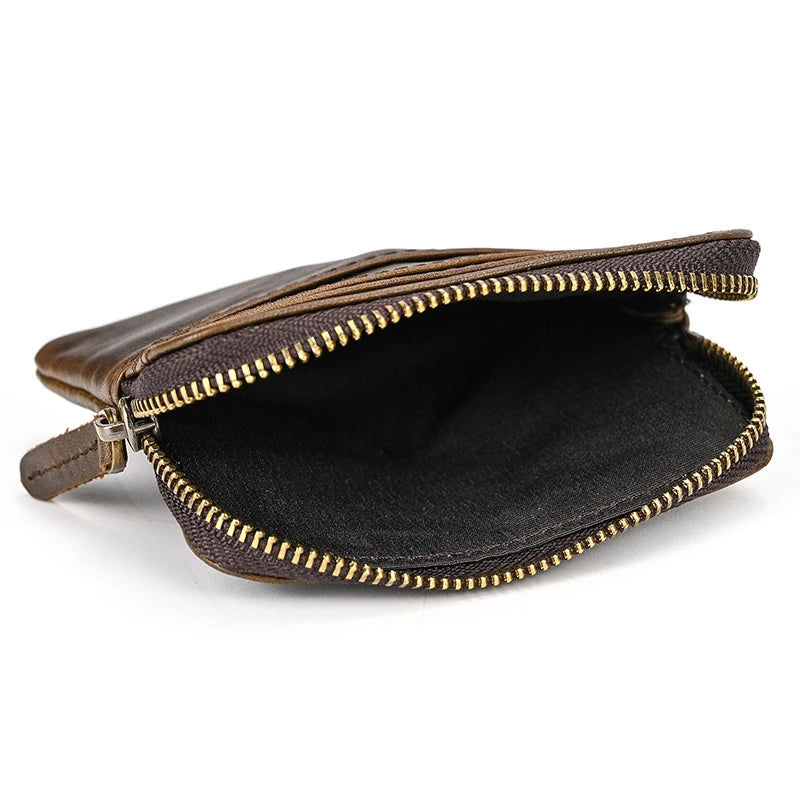 Leather Men Zipper Card Holder Short Wallet Women Man Mini Clutch Wallets
