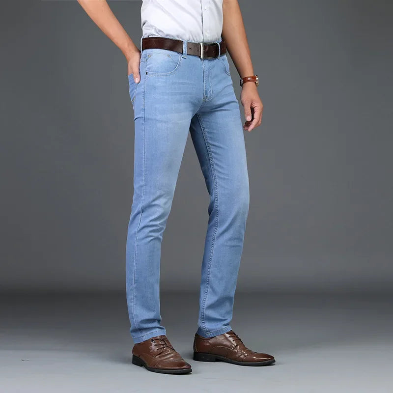 Jeans Men Male Business Stretch Denim Trouser Casual Vintage Dress Pant Spring Men's
