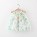 Summer Baby Girl With Two Tulips Chiffon Suspender Dress, Girl Princess Dress