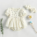 Infant Baby Girls Jumpsuits Fashion Lace Skirt Short Sleeve Romper Dress Bodysuits Children Playsuit Clothing