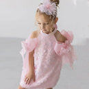 Elegant White Sparkly Girl Bridesmaids Dresses Princess Kids Birthday Wedding Party Pageant Gown
