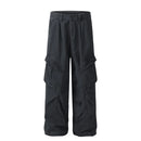 Spliced Pocket Cargo Pants Men Safari Loose Pleated Straight Wide Leg Trousers Men