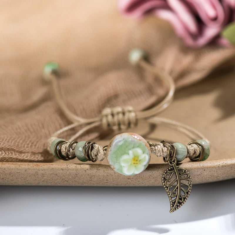 Handmade Ceramic Beads Charm Gift Women's Bracelet Jewelry