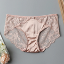 Lace breathable silk briefs wrap hip comfort natural satin silk Panty bow shorts for women