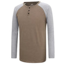 Men Henry Collar Casual Men's Cotton Blouse Shirt Men Neck Buttons Tshirts
