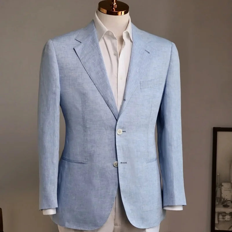 Summer Linen Casual Breathable Suit Men Lightweight Breathable Half-Lining Slim Suit Jacket
