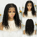 Knotless Box Braided Wigs with Curly Ends Lace Boho Braided Lace Wigs Lace Frontal Braids Wig for Women