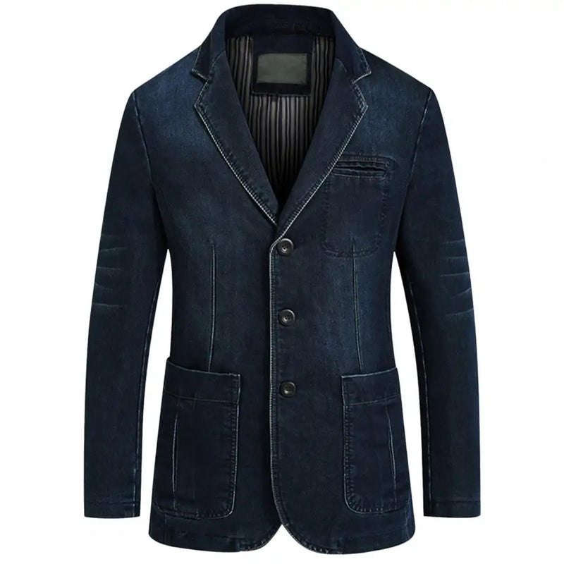 Denim Blazer Lapel Denim Jacket Pure Pockets Denim Blazer