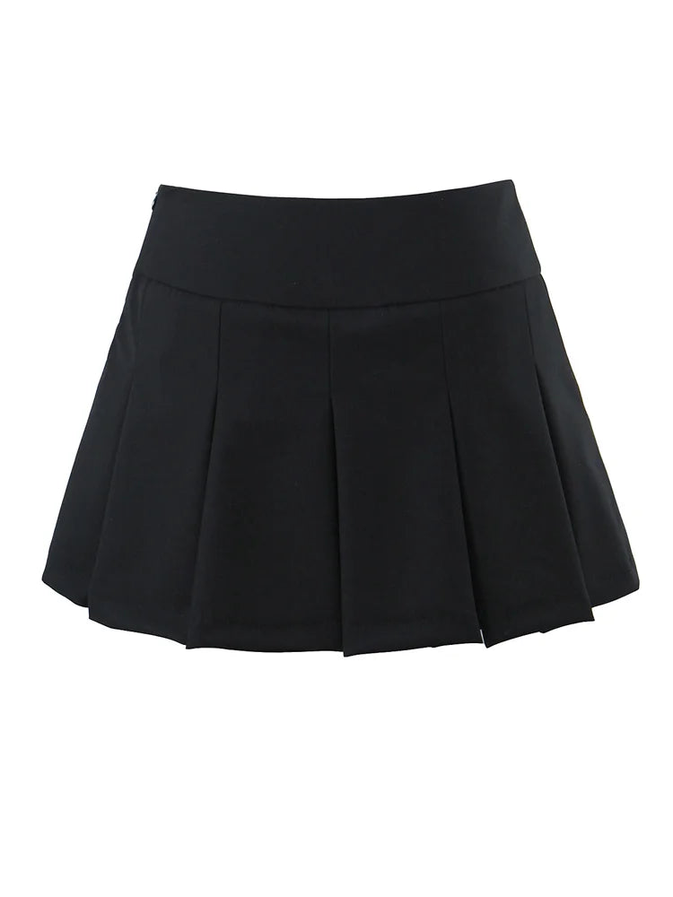 Girl V Low Waist Mini Pleated Skirts With Shorts Lining Women Package Hips Stitching