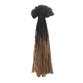 A bundle of synthetic dreadlocks or box braids with a black-to-brown ombre gradient, shown against a plain white background, Obroi