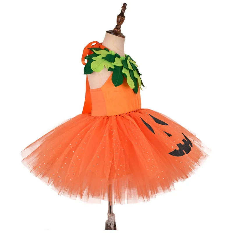 Halloween Child Cartoon Pumpkin Cosplay Costume Girls Set Kids Birthday Party Christmas Fancy Dresses