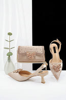 Slingback Shoes With Long Chain Shoulder Strap Bag Set Commuting Shoes & Bag