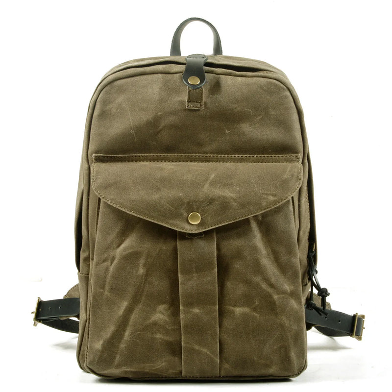 Retro backpack outdoor travel backpack waterproof wax canvas patchwork leather hiking bag
