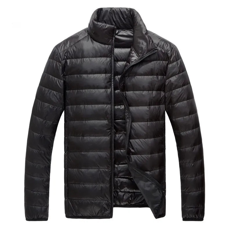 Autumn Duck Down Light Thin Solid Slim Casual Stand Collar Mens Down Jacket Male Down Coat