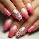 Nails with pink and white design on a neutral background, Obroi