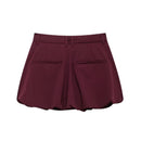 Women Pleated Drawstring Front Zipper Mini Skirt Female Chic Lady Skirts