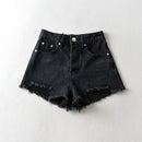 Denim Shorts Women Tassel Raw Edge Distress Jean Shorts Casual High Waist Pocket Shorts