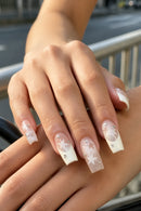 24pcs Mid-length Squared Nails French Style Gradient Five-pointed Stars Press On Nails Long Ballet Nail
