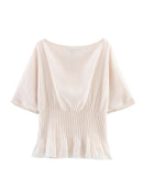 Summer Lady Edgy O-Collar T-shirt Pullover Commuting Woman Short Sleeve Top