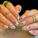 24PCS Classic Graffiti Flower Medium Almond Press on Nail