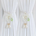 2Pcs Elegant Pearl Flower Curtains Lacing Adjustable Tie Back Garden Bohemia Curtain Accessories