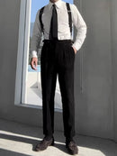 Casual Men Ribbed Trousers Autumn  Corduroy Pants For Men Belt Lace-up Slim Fit Pants