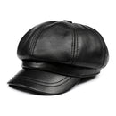 Woman Red Hat Real Leather Genuine Leather Baker Ladies Octagonal Eight-panel Cap