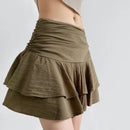 Women Tiered Ruffle Skirt - High-Low Hem Flowy Layered Mini Skirt Spring Summer