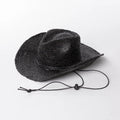 Panama Top Hat Natural Grass Cowboy Hat with Rope Hook Foldable Straw Hat