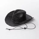 Panama Top Hat Natural Grass Cowboy Hat with Rope Hook Foldable Straw Hat