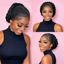 Short Cute Cornrow Braids Wig Full Lace Handmade Updo Bantu Braided Wigs