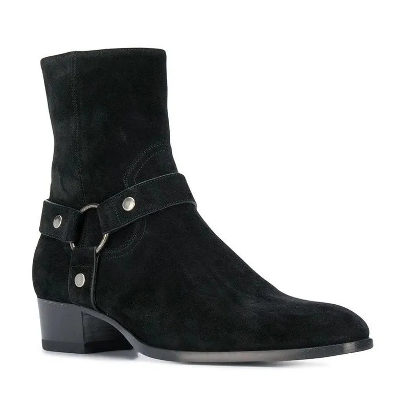 Men Chelsea Boots Buckle Side Shoes Casual Street Men Western Boots
