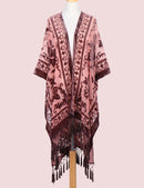Bohemian Kimono Velvet Tassel Shawl Casual and Versatile for Women on Vacation