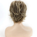 Women's Short Bob Side Part Wig Highlighted Brown Heat Resistant Synthetic Fiber Natural Looking Hairpiece