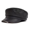 Genuine leather Flat Top Hat Men Retro Simple Leisure Motorcycle Caps Male