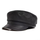 Genuine leather Flat Top Hat Men Retro Simple Leisure Motorcycle Caps Male