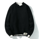 Autumn Winter Mens Sweaters Solid Collar Knitted Male Pullover Sweater