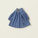 Autumn Spring Kids Baby Girls Embroidery Flower Denim Clothing toddler Children Full Sleeve Knee-length Dresses