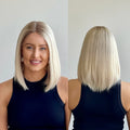 14" Platinum Blonde Short Straight Bob Wig Melt Ash Roots Lace Front Natural Wig for Women