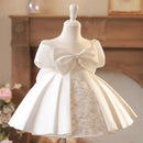 Princess Ball Gown Bow Bead Puff Sleeve Design Birthday Baptism Party Easter Dresses For Girls